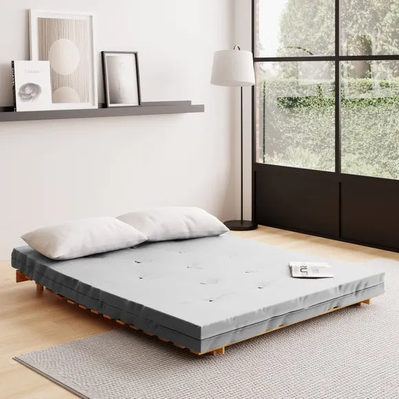 Double Futon with Mattress - Grey, Pine