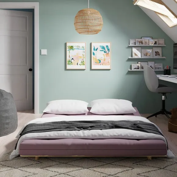 Double Futon with Mattress - Lilac, Pine
