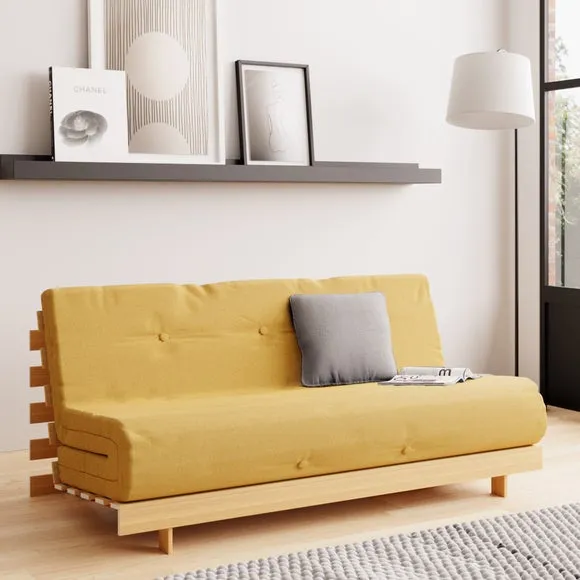 Double Futon with Mattress - Ochre, Pine