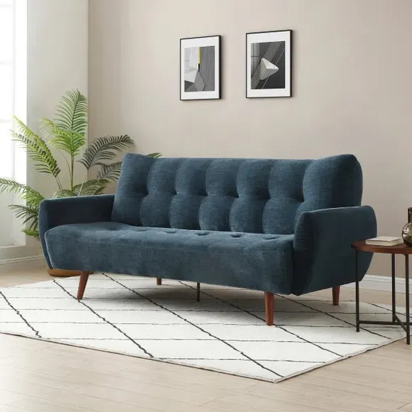 Double Sofa Bed with Storage - Navy, Chenille