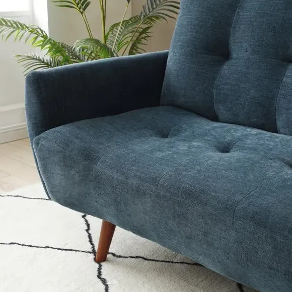 Double Sofa Bed with Storage - Navy, Chenille
