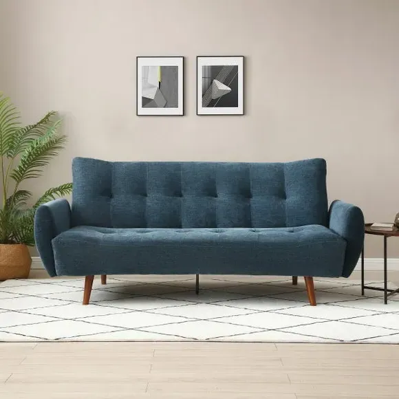 Double Sofa Bed with Storage - Navy, Chenille image