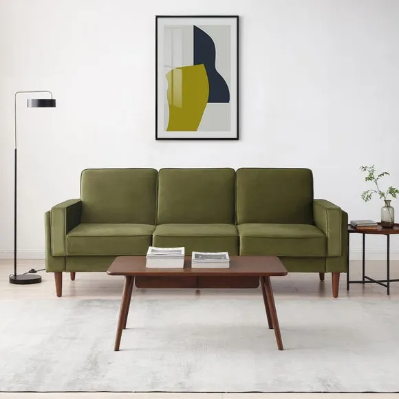 Double Sofa Bed with Storage - Olive, Velvet