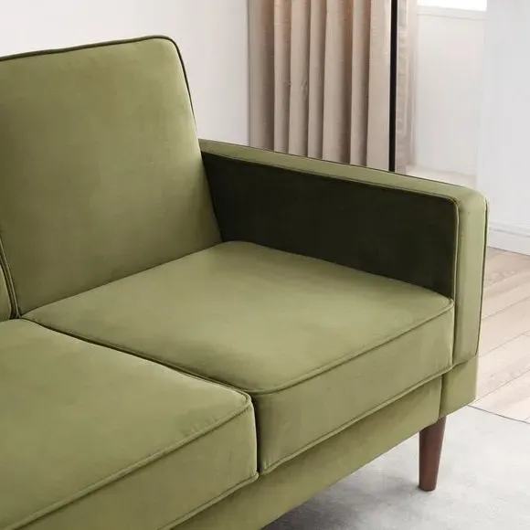 Double Sofa Bed with Storage - Olive, Velvet