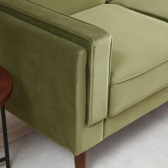 Double Sofa Bed with Storage - Olive, Velvet