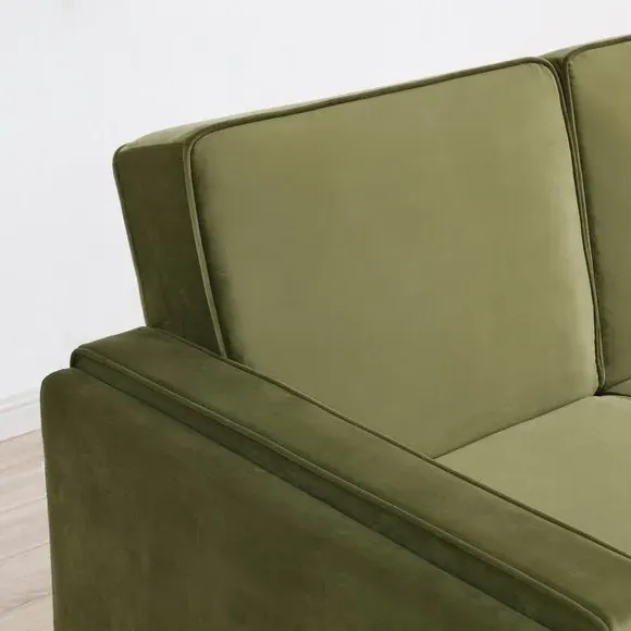 Double Sofa Bed with Storage - Olive, Velvet