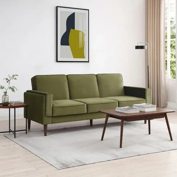 Double Sofa Bed with Storage - Olive, Velvet