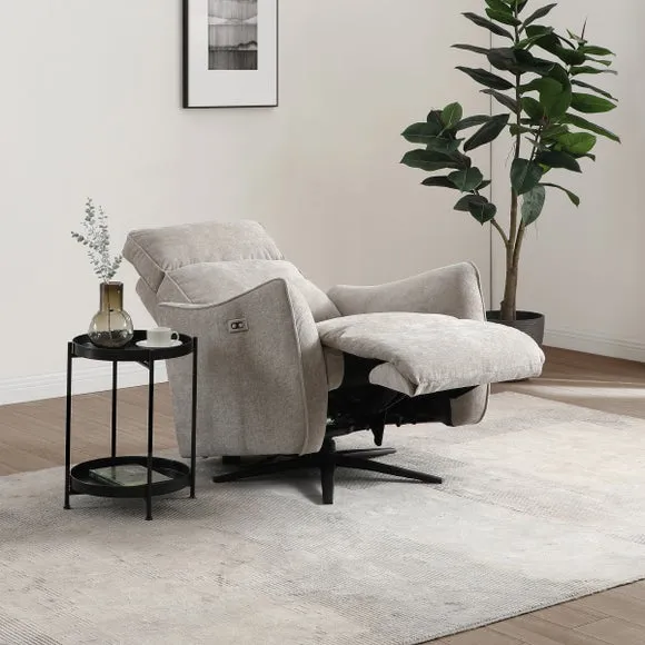 Electric Recliner Swivel Chair - Natural, Chenille