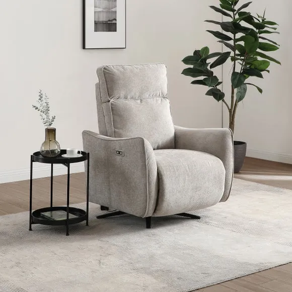 Electric Recliner Swivel Chair - Natural, Chenille