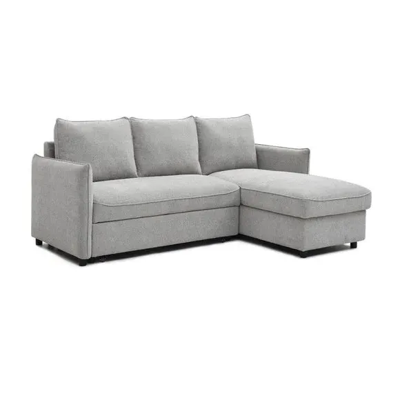 L-Shaped Corner Sofa Bed - Grey, Boucle