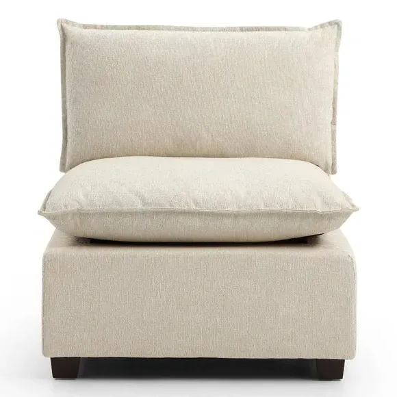 Modular Armless Chair - Natural, Boucle