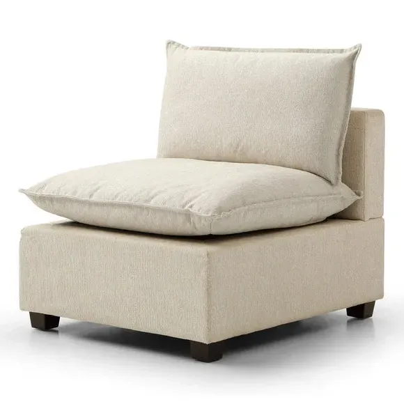 Modular Armless Chair - Natural, Boucle