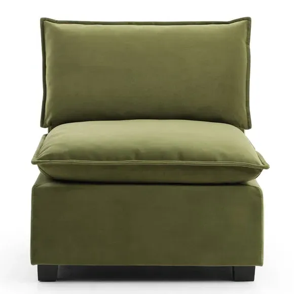 Modular Armless Chair - Olive, Velvet