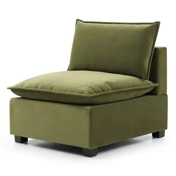 Modular Armless Chair - Olive, Velvet
