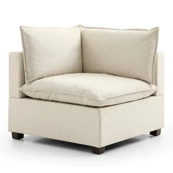 Modular Corner Seat with Cushions - Natural, Boucle