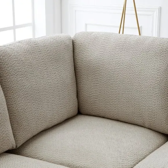 Modular Corner Sofa with Footstool - Taupe, Boucle
