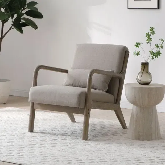 Occasional Chair with Cushion - Oatmeal, Linen