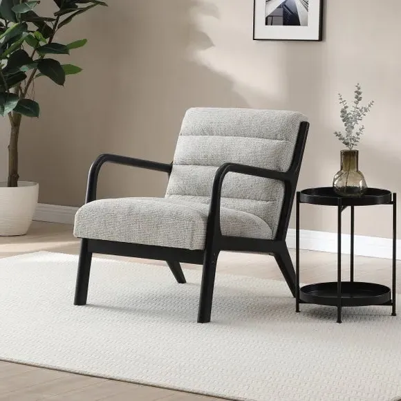 Occasional Chair with Ribbed Upholstery - Natural image