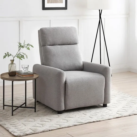 Push Back Recliner Chair - Grey, Herringbone