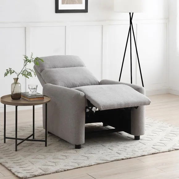 Push Back Recliner Chair - Grey, Herringbone