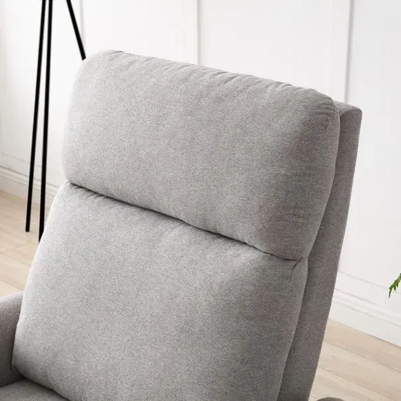 Push Back Recliner Chair - Grey, Herringbone