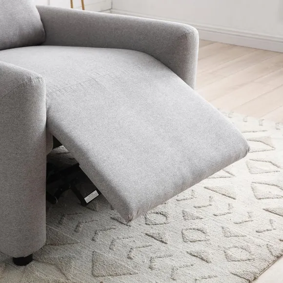 Push Back Recliner Chair - Grey, Herringbone