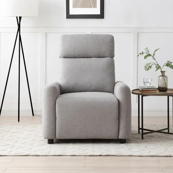 Push Back Recliner Chair - Grey, Herringbone image