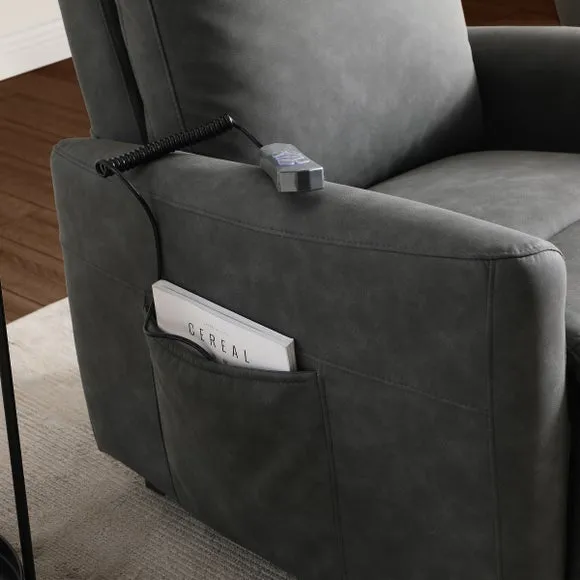 Rise Recline Chair Electric - Grey, Faux Leather