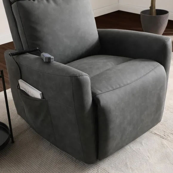 Rise Recline Chair Electric - Grey, Faux Leather