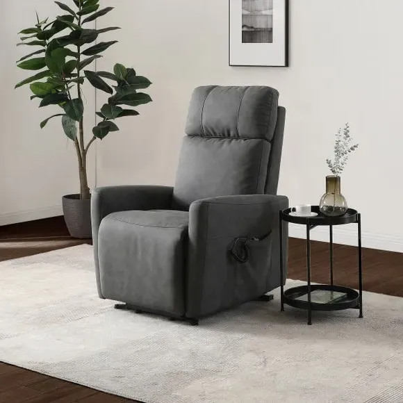 Rise Recline Chair Electric - Grey, Faux Leather
