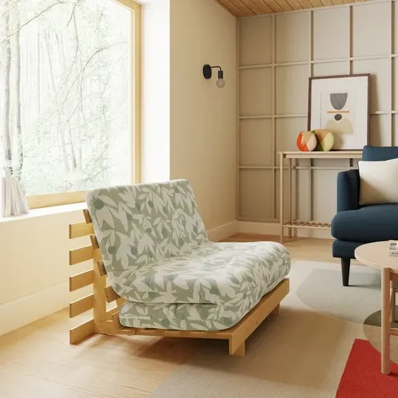 Single Futon with Folding Frame - Sage, Pine image