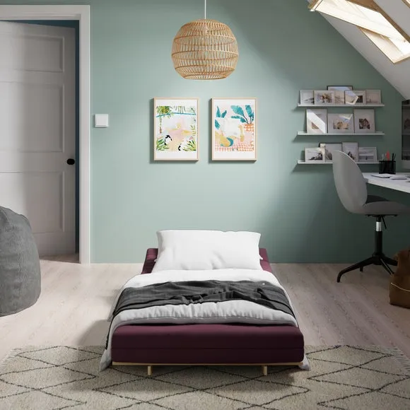 Single Futon with Mattress - Aubergine, Pine