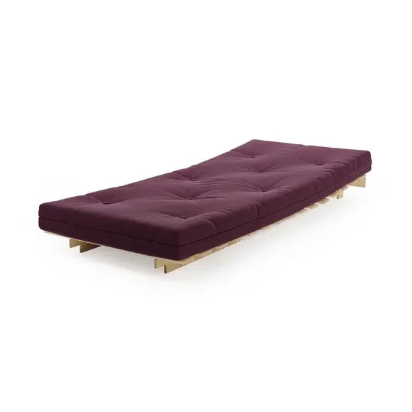 Single Futon with Mattress - Aubergine, Pine
