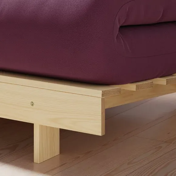 Single Futon with Mattress - Aubergine, Pine