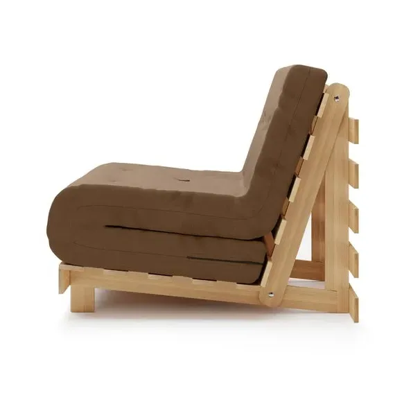 Single Futon with Mattress - Brown, Pine