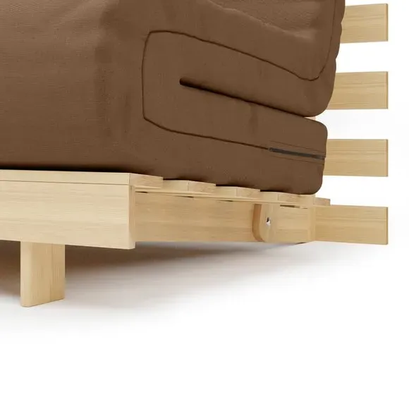 Single Futon with Mattress - Brown, Pine
