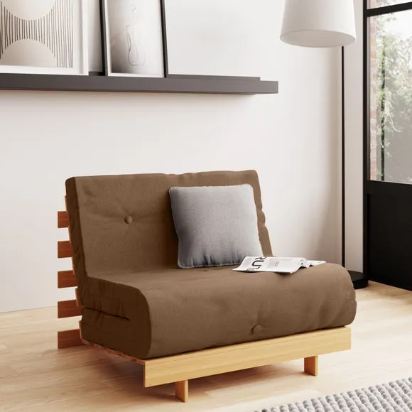 Single Futon with Mattress - Brown, Pine image