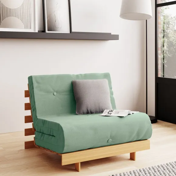 Single Futon with Mattress - Green, Pine