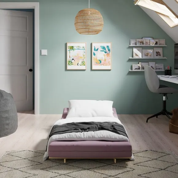 Single Futon with Mattress - Lilac, Pine