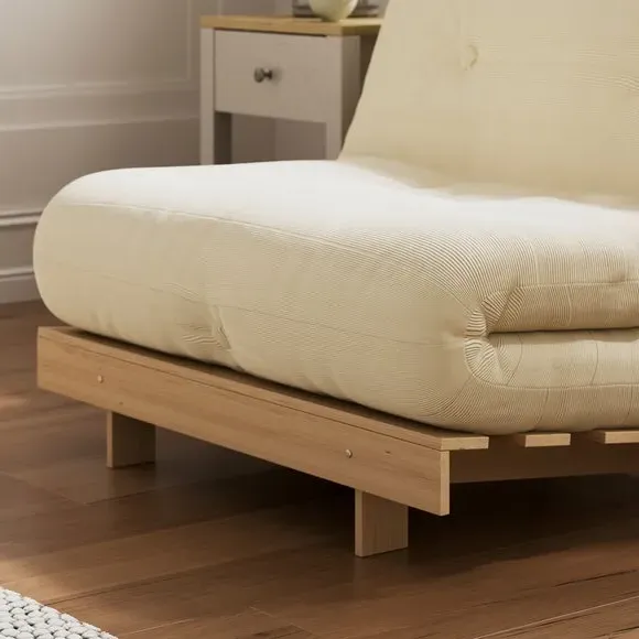 Single Futon with Ribbed Upholstery - Mink