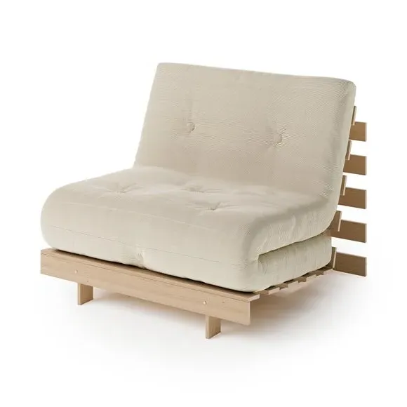 Single Futon with Ribbed Upholstery - Mink