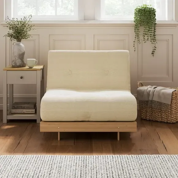 Single Futon with Ribbed Upholstery - Mink