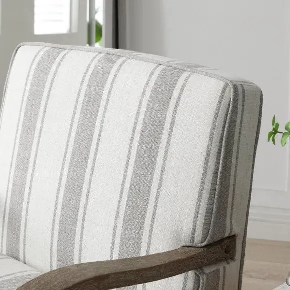 Striped Accent Chair - Natural, Faux Linen