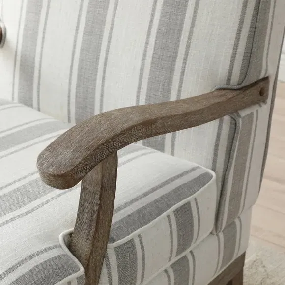 Striped Accent Chair - Natural, Faux Linen