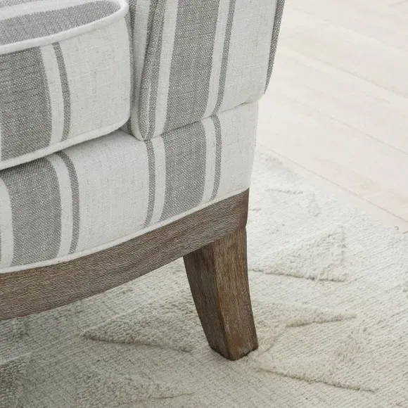 Striped Accent Chair - Natural, Faux Linen