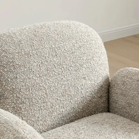 Swivel Chair with Curved Arms - Natural, Chenille