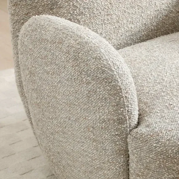 Swivel Chair with Curved Arms - Natural, Chenille