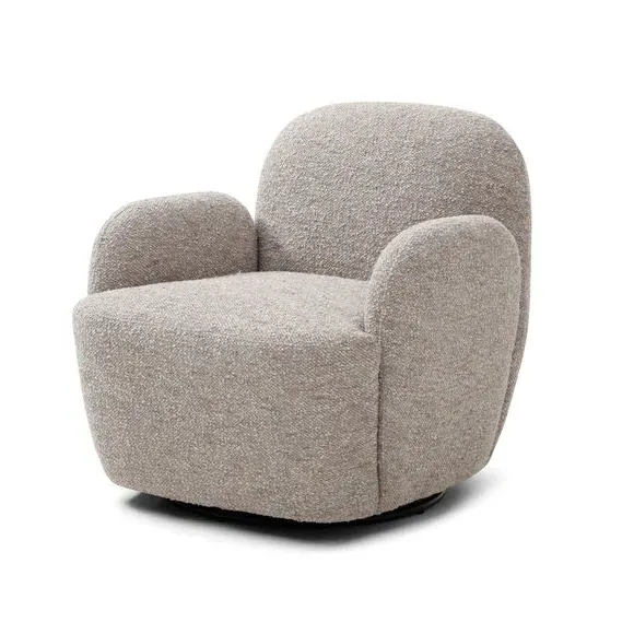 Swivel Chair with Curved Arms - Natural, Chenille