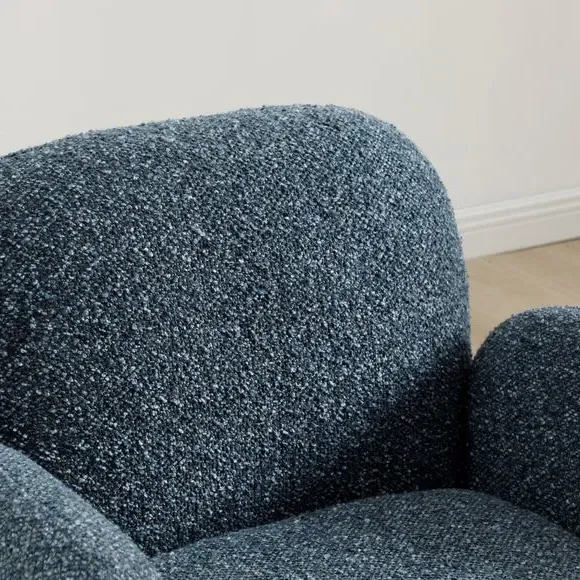 Swivel Chair with Curved Arms - Navy, Chenille