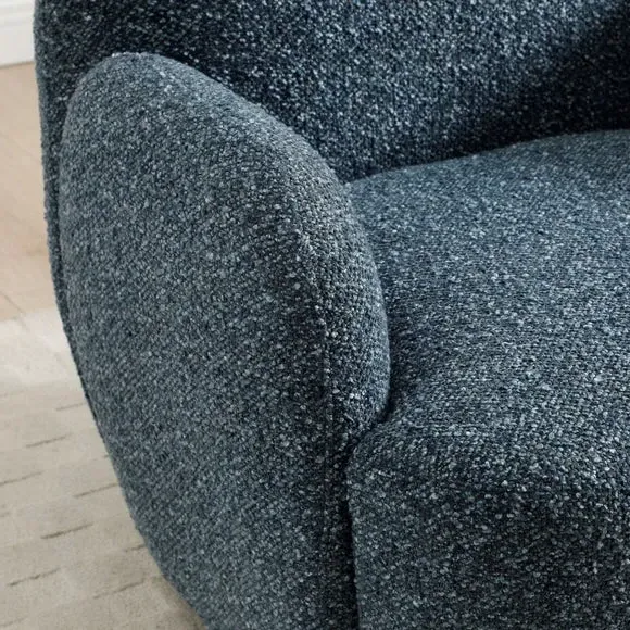 Swivel Chair with Curved Arms - Navy, Chenille